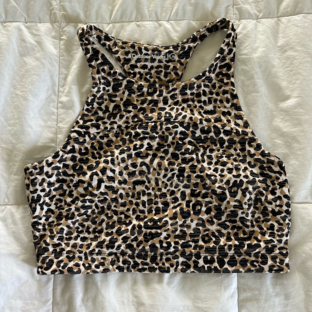 Outdoor Voices Leopard Print Move Free Crop Top M